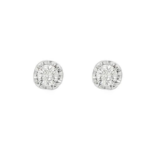 18K White gold stud earrings set with round brilliant diamonds. Item J37480 - ABC Jewelry Co.