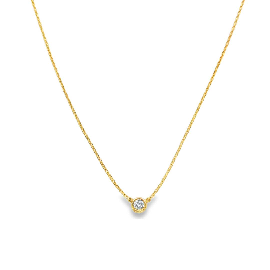 14K Yellow gold necklace with bezel set diamond. Item J37514 - ABC Jewelry 