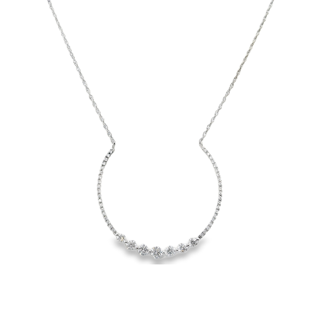 14K White gold 3/4 circle pendant set with round brilliant diamonds - ABC Jewelry