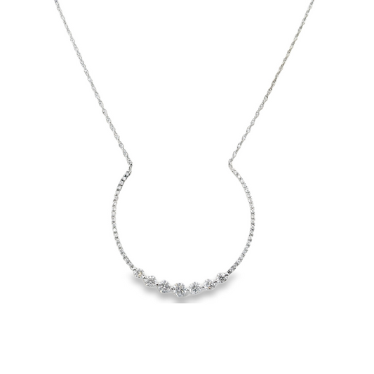 14K White gold 3/4 circle pendant set with round brilliant diamonds - ABC Jewelry