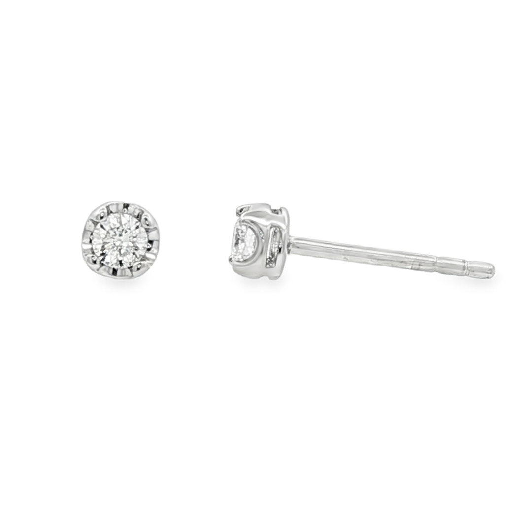 18K White gold stud earrings set with round brilliant diamonds. Item J37480 - ABC Jewelry Co.