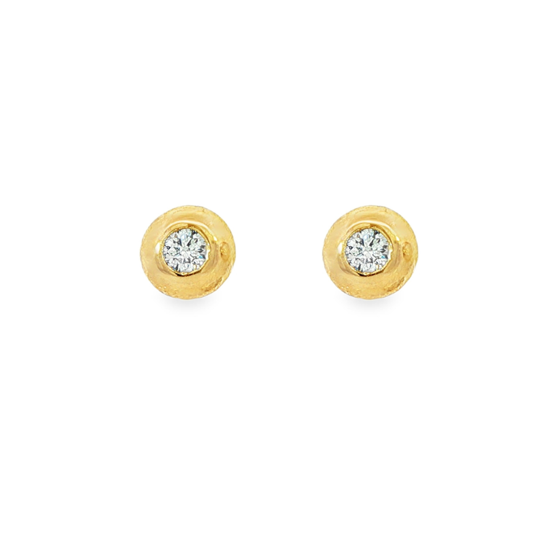 14K Yellow gold bezel set diamond stud earrings. Item J37666 - ABC Jewelry Co