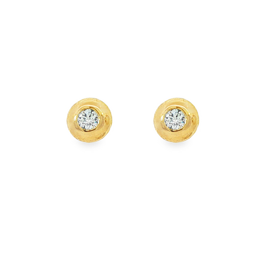 14K Yellow gold bezel set diamond stud earrings. Item J37666 - ABC Jewelry Co