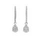 18K White gold earring jackets featuring clusters of diamonds, shown on white gold diamond hoop earrings. Item J35758 - ABC Jewelry Co
