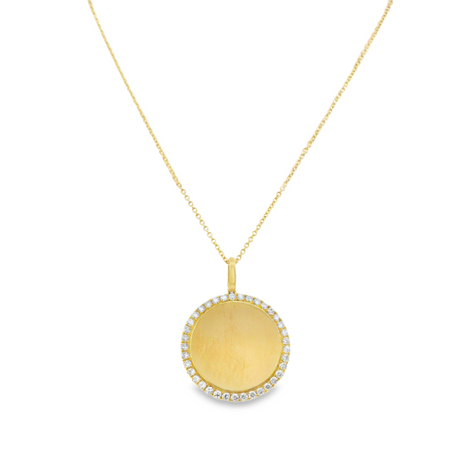 18K Yellow Gold - Diamond Halo Necklace - J35013
