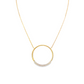 18K Yellow gold diamond necklace with diamond set circular pendant. Item J35008 - ABC Jewelry Co.