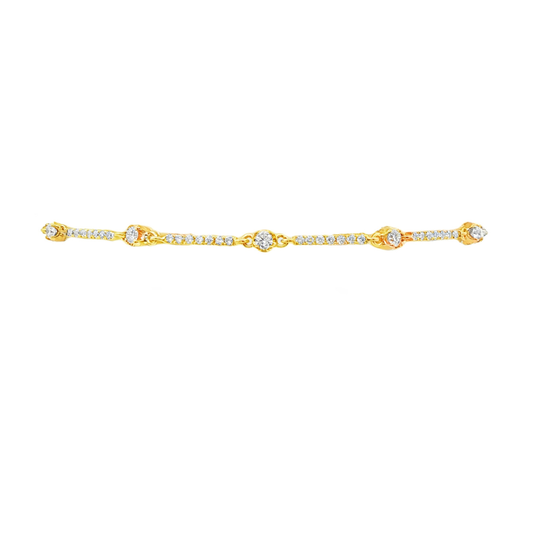 18K Yellow gold bracelet set with round brilliant diamonds. Item J37095 - ABC Jewelry Co. 