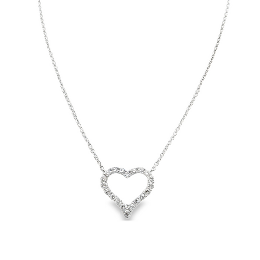 18K White gold heart pendant set with round brilliant diamonds - ABC Jewelry 