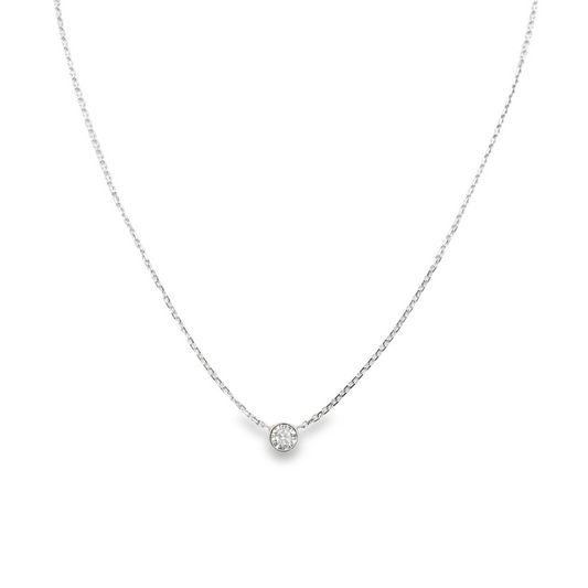 14K White gold necklace with bezel set round diamond - ABC Jewelry 