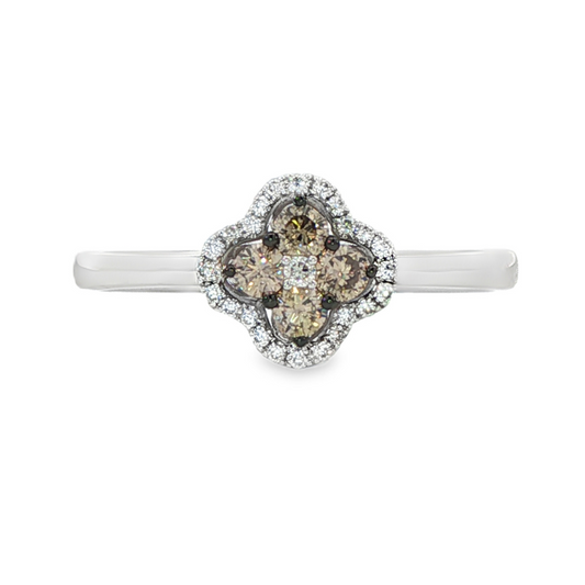 14K White Gold - Chocolate Diamond Ring With Halo - 23835