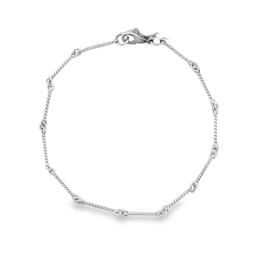 14K White gold hand made extended twist link bracelet. Item J34639 - ABC Jewelry Co