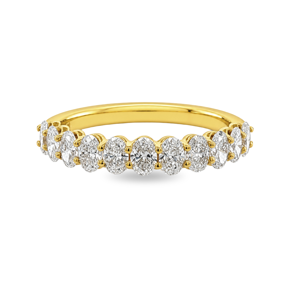 14K Yellow Gold - Oval Diamond Band