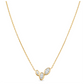 A delicate gold chain necklace featuring a small three-leaf pendant made of gold and clear marquise-cut diamonds, shown against a plain white background.