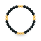 14K Yellow Gold - Black Onyx & Gold Bead Bracelet
