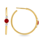 14K Yellow Gold - Ruby & Diamond Hoop Earrings