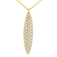 Yellow gold long bar pendant pave set with round brilliant diamonds. Shown on a clean white background.