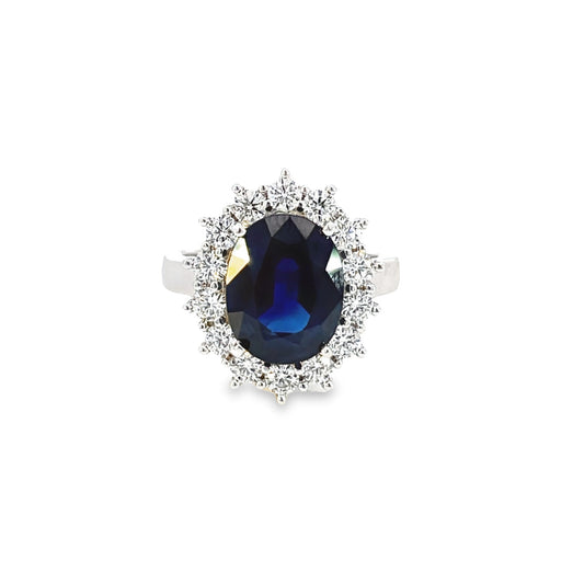 Oval sapphire and diamond ring