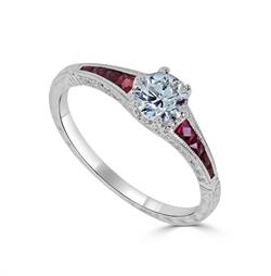 18K White Gold - Diamond & Ruby Ring - J30633