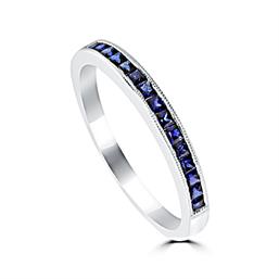 14K White Gold - Blue Sapphire Fashion Band - J32315