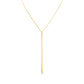 14K Yellow gold necklace with long bar pendant set with one round diamond. Item J34522 - ABC Jewelry Co.