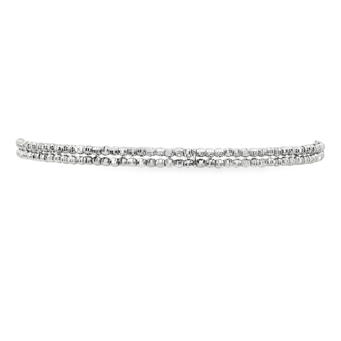 14K White gold double row beaded bracelet. Item 19690 - ABC Jewelry Co. 