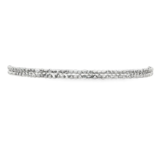 14K White gold double row beaded bracelet. Item 19690 - ABC Jewelry Co. 