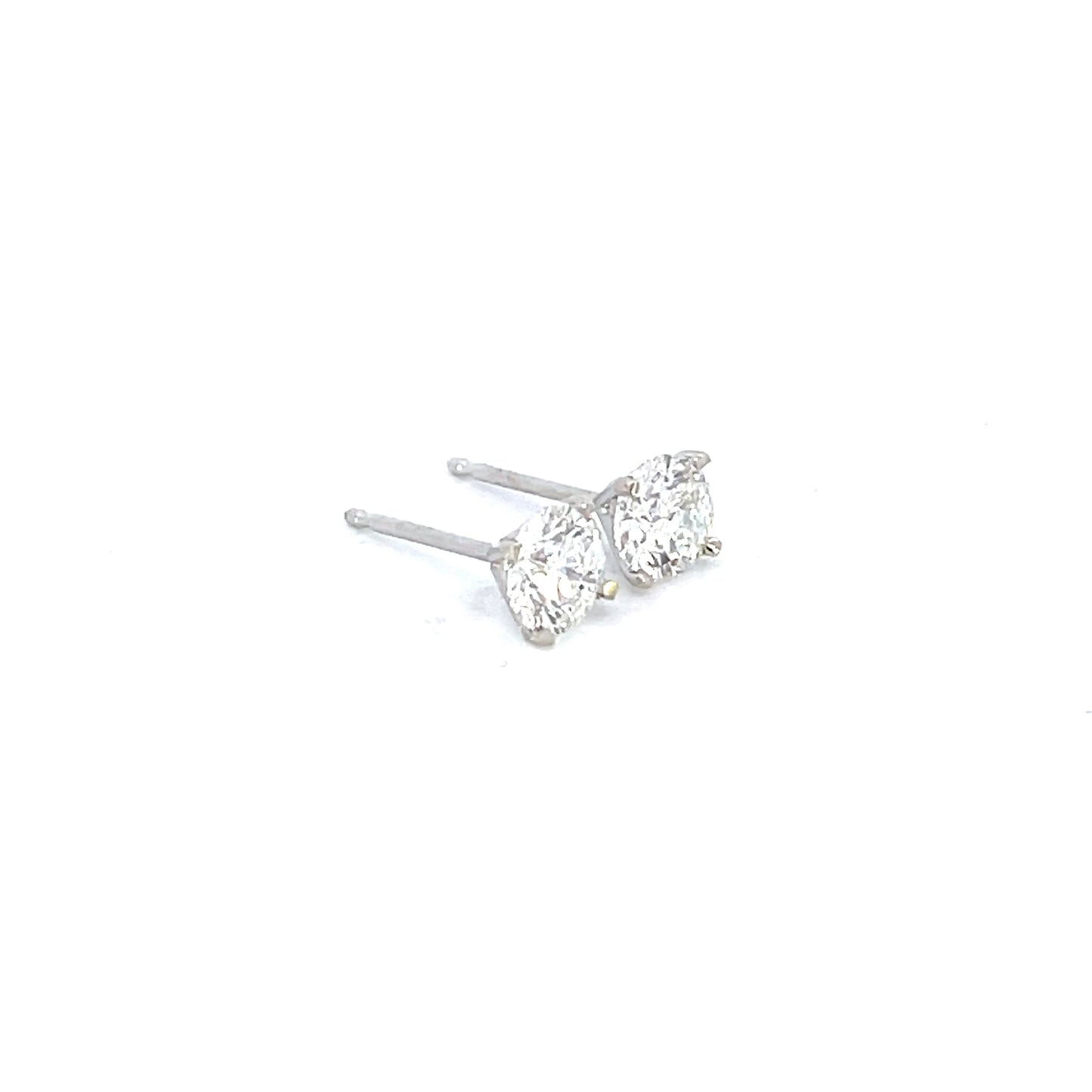 14kt white gold diamond stud earrings, 1 ct TW