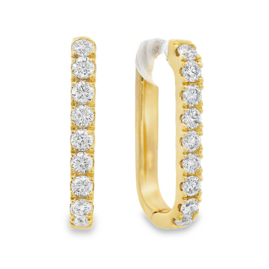 18K Yellow Gold - Diamond Hoop Earrings - J37087