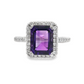 14K White Gold - Amethyst & Diamond Ring - J37125