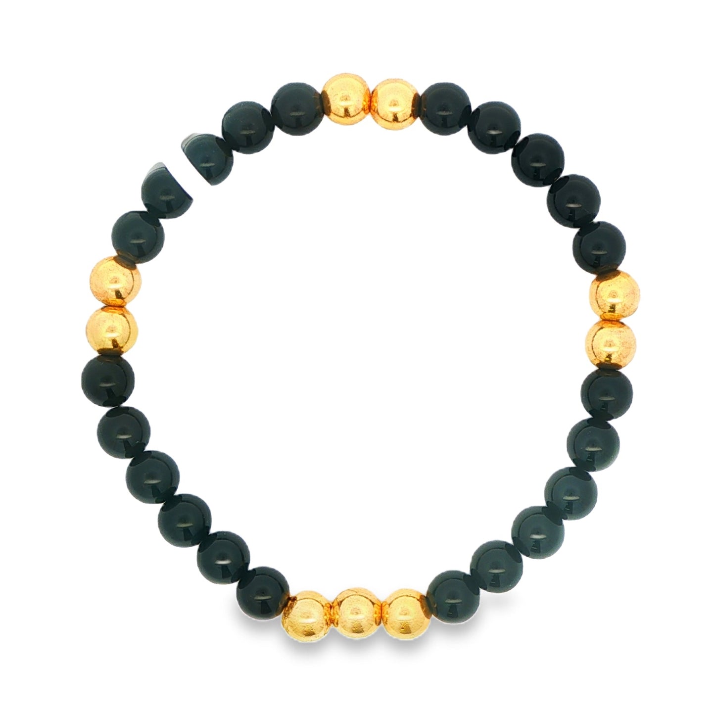 14K Yellow gold and black onyx bracelet. Item J37139 - ABC Jewelry Co. 