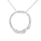 14K White gold circle pendant set with diamonds of various shapes - ABC Jewelry Co 