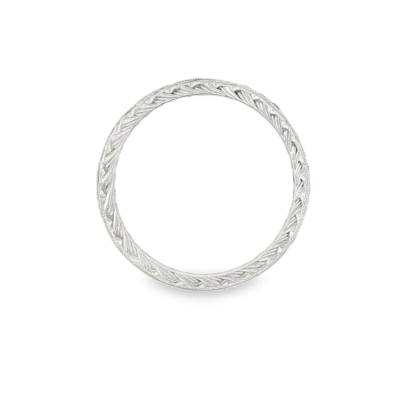 14K White gold eternity band set with princess cut blue sapphires. Item J37260 - ABC Jewelry Co. 