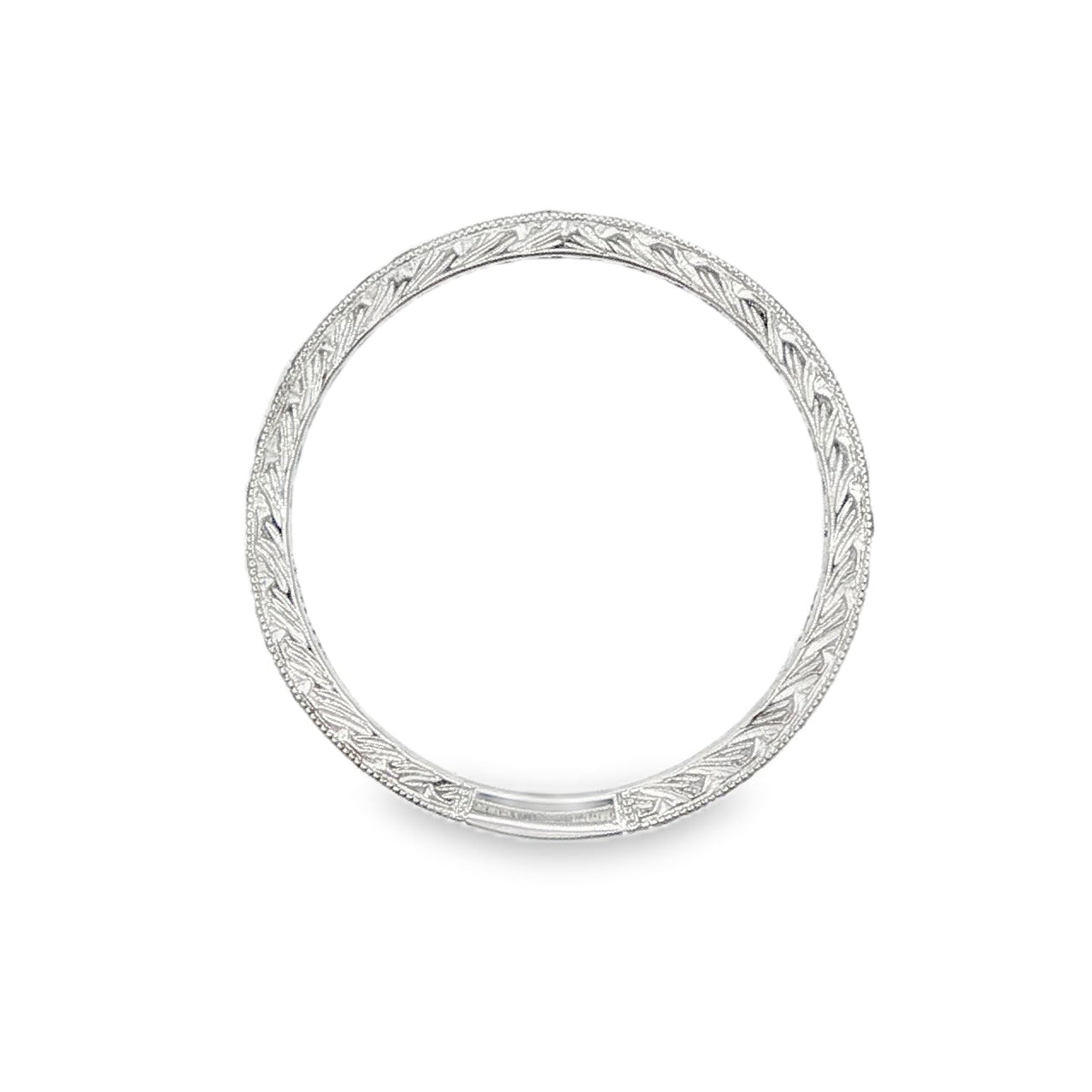 14K White gold band channel set with princess cut blue diamonds. Item 17614 - ABC Jewelry Co.