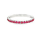18K White gold eternity band set with brilliant cut rubies. Item J37475 - ABC Jewelry Co. 