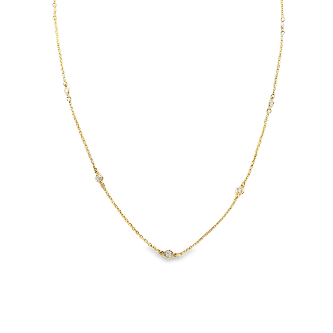 14K Yellow gold Diamonds By The Yard necklace, item J37513 - ABC Jewelry Co