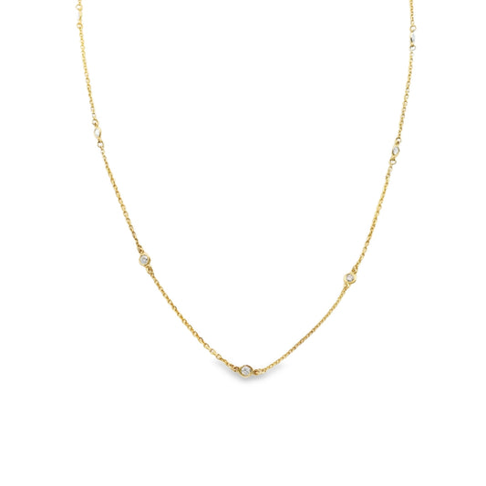 14K Yellow gold Diamonds By The Yard necklace, item J37513 - ABC Jewelry Co