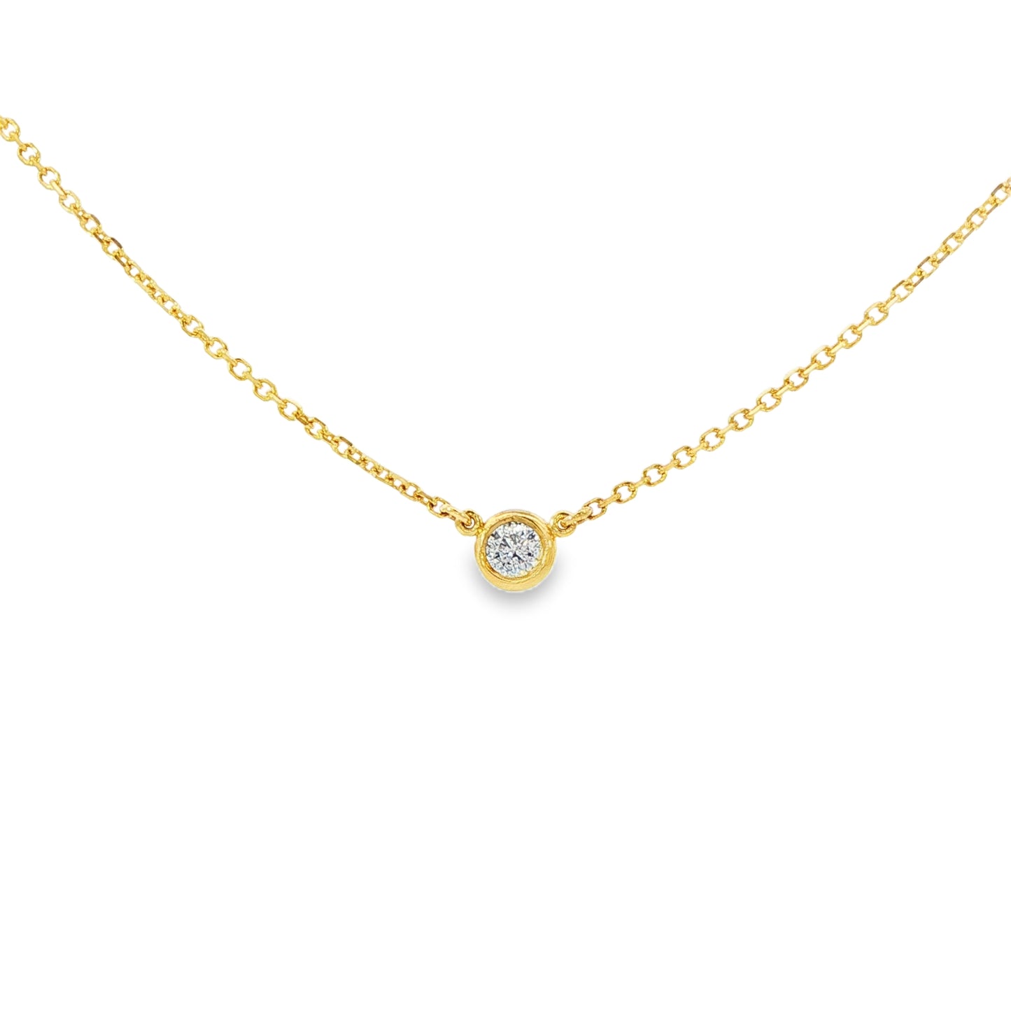 14K Yellow gold necklace with bezel set diamond. Item J37514 - ABC Jewelry 