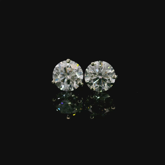 14K White gold studs set with round brilliant diamonds. Item J37908 - ABC Jewelry Co. 