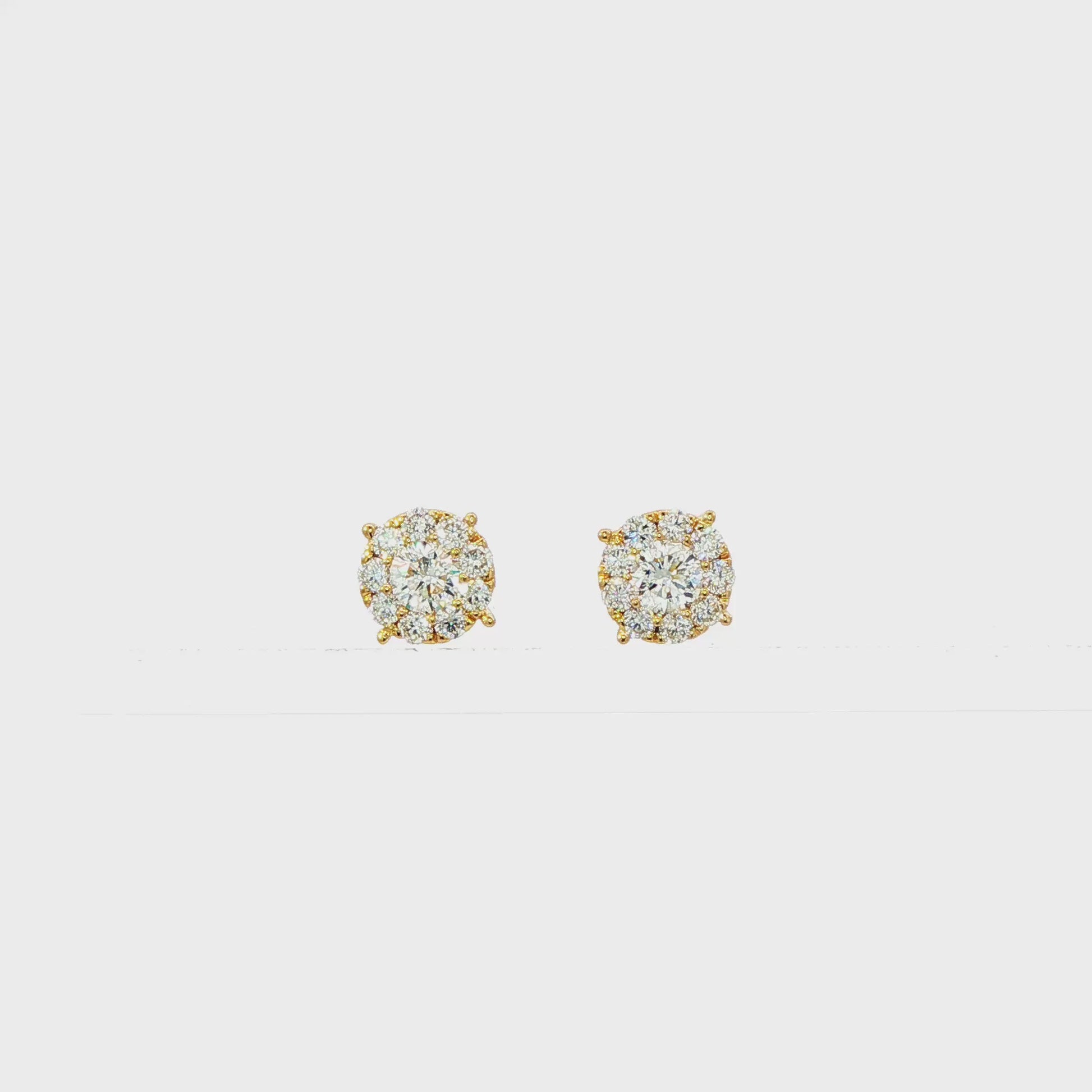 18K Yellow gold diamond cluster stud earrings. Item J37481 - ABC Jewelry Co