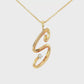 14K Yellow gold initial "S" pendant set with one round brilliant diamond. Item J37145 - ABC Jewelry Co. 