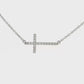 18K White gold necklace with horizontal cross pendant set with diamonds. Item J37487 - ABC Jewelry Co. 