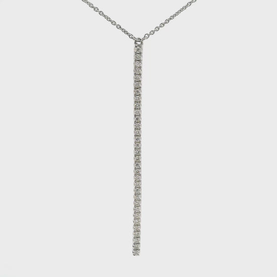 18K White gold necklace with vertical bar pendant set with diamonds, item J35009 - ABC Jewelry Co