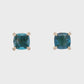 14K Yellow Gold - Blue Topaz & Diamond Earrings - J37499