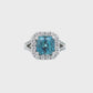 Blue Zircon Diamond Halo Ring - J32468