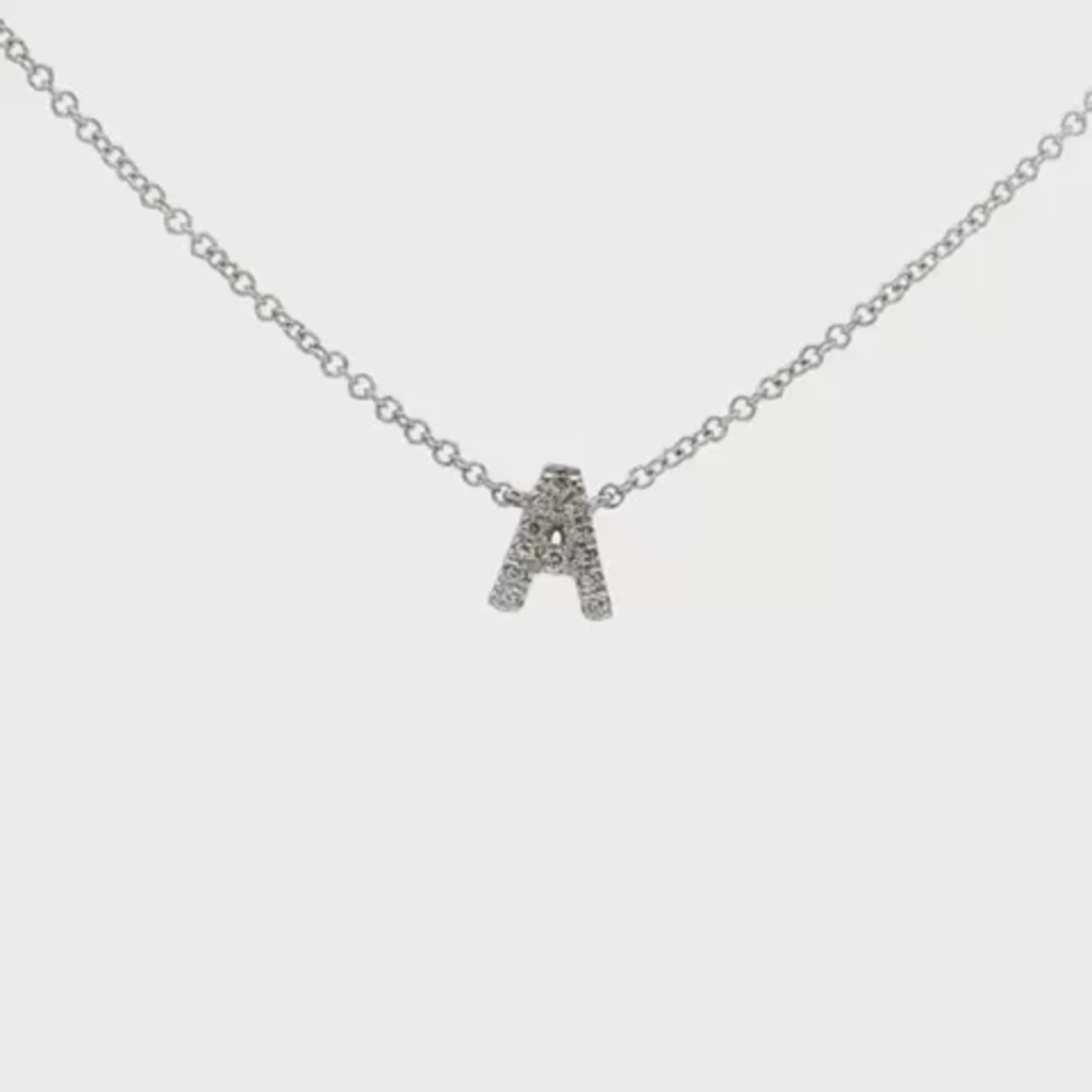 14K White gold necklace with diamond set initial "A". Item 22596 - ABC Jewelry Co. 