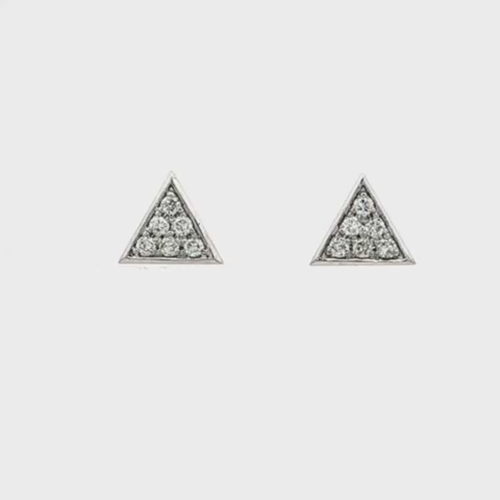 18K White gold cluster earrings with round brilliant diamonds set in a triangle mounting. Item J37725 - ABC Jewelry Co
