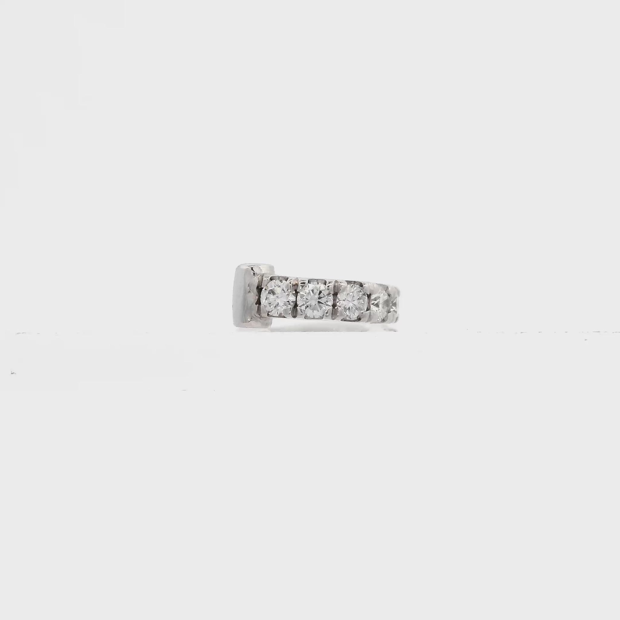 14K White gold ear cuff set with round brilliant diamonds - item J32663, ABC Jewelry Co
