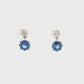14K White gold drop earrings set with blue sapphires and round brilliant diamonds. Item J37495 - ABC Jewelry Co.