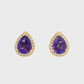 14K Yellow Gold - Amethyst & Diamond Earrings - J37127