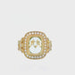 14K Yellow Gold - Prasiolite Halo Ring - 23900